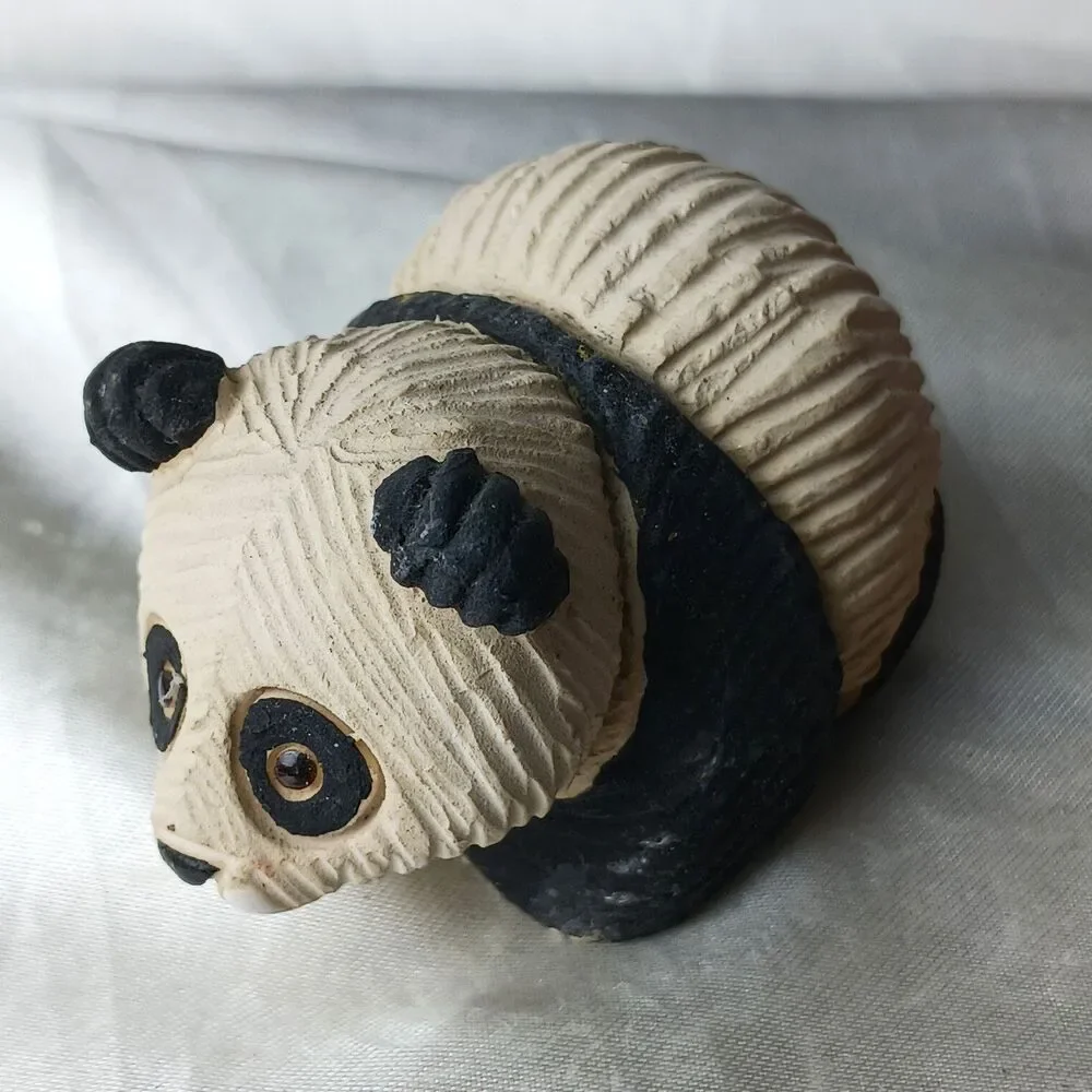 Vintage Artesania Rinconada Art Pottery Hand Crafted Clay Figurine-PANDA BEAR